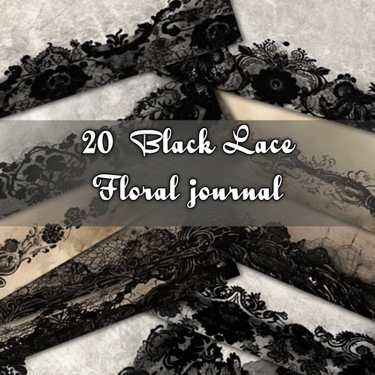 Vintage Black Lace Journal Pages, Digital Papers, Gothic Backgrounds , Scrapbooking Junk Journaling , Printable Download, Black Lace