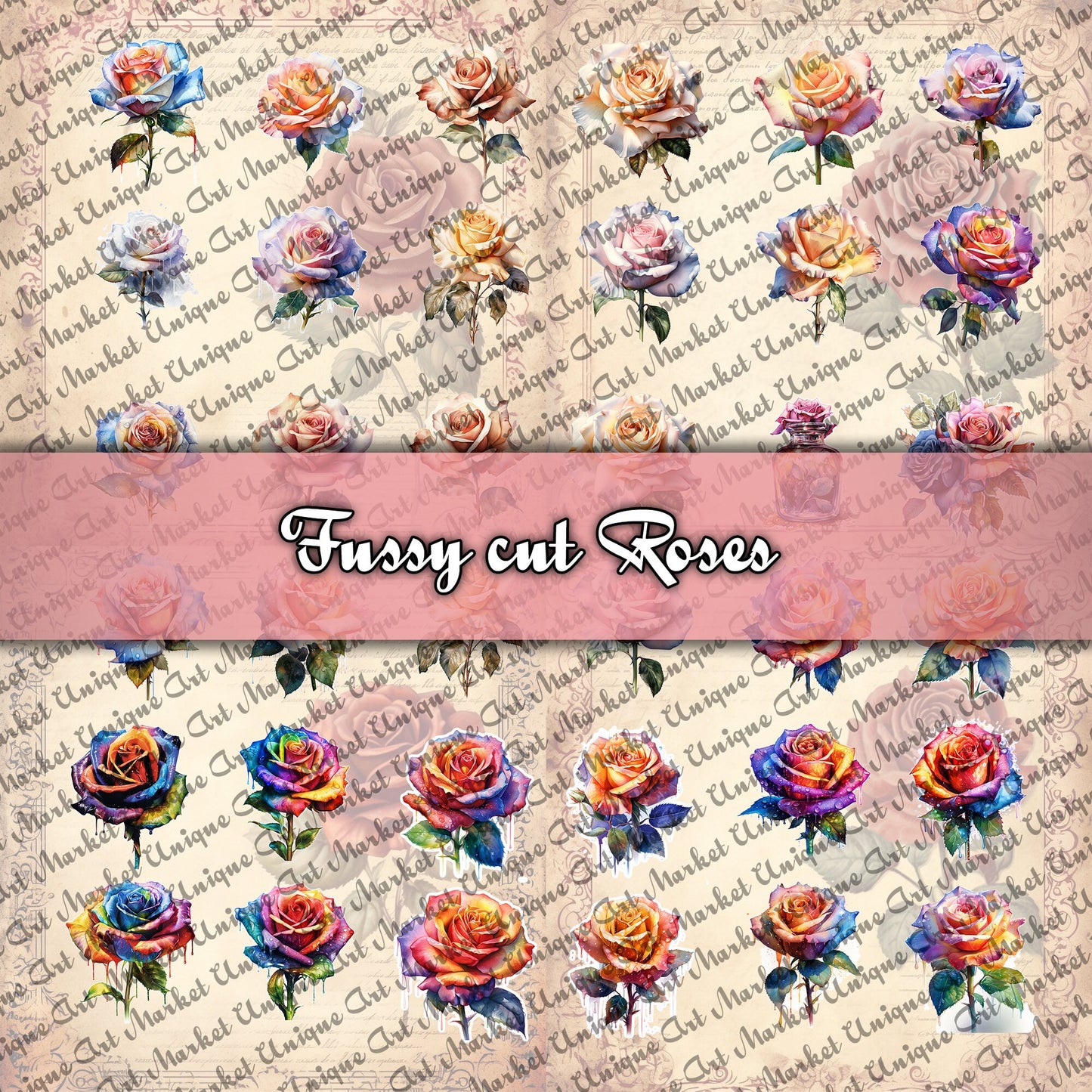 Vintage roses blank Journal Pages , Digital Papers, roses Background , Scrapbooking Junk Journaling , fussy cut roses , white rose . kits