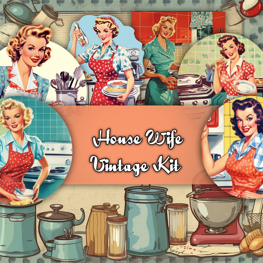 vintage retro housewife - kitchen journals -  Fussy Cuts Digital Bundle for Junk Journaling. ephemera Scrapbook, Paper Crafts Scrapbooking