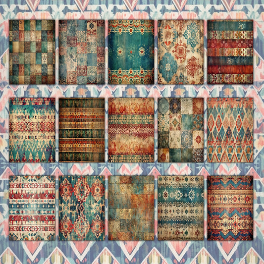 Vintage Rustic Bohemian Journal Pages , Digital Papers, boho Background , Scrapbooking Junk Journaling , rustic journal , printable . kits