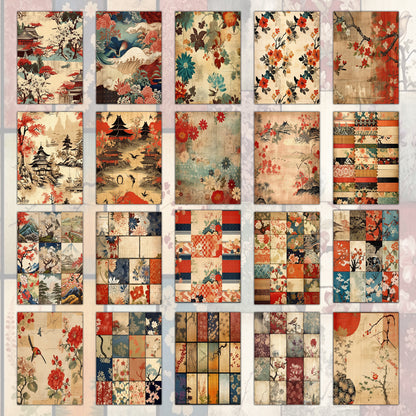 Vintage Rustic Japan Journal Pages , Digital Papers, japanese Background , Scrapbooking Junk Journaling , rustic journal , printable . kits