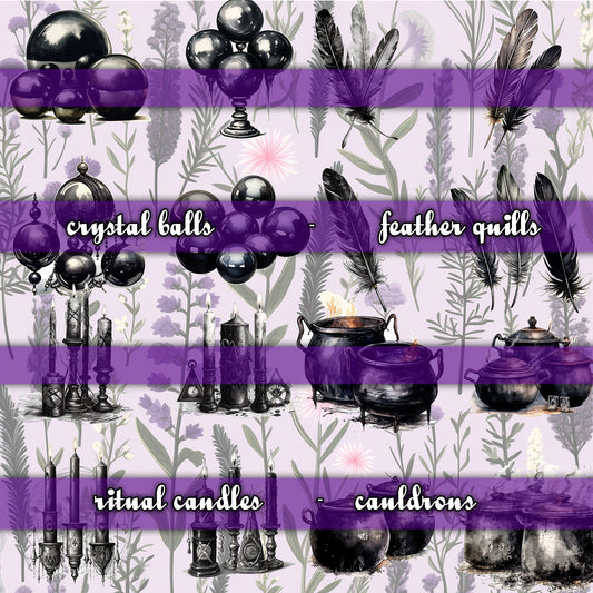 witchcraft junk journal Bundle, spells, Symbols, Tarot, Moon Phases, Gothic, skull, moon, witch,  gothic black magic, fussy cuts, stickers