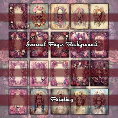 Day of the Dead Delights: Journaling Bundle with Victorian Girls, Floral Skulls, and More! ephemera, scrapbook, collage, digital printable .