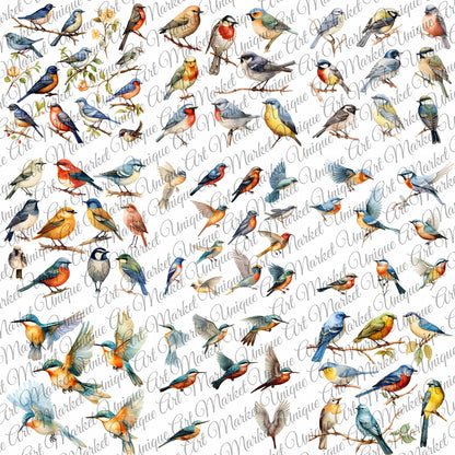 Vintage fussy cut birds flowers v4 kit , junk journal ephemera, birds stickers , digital printable, collage , scrapbooking , floral stickers