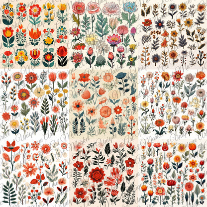 Vintage Printable Fussy Cuts Flowers Mega Pack V4, 24 Digital Fussy Cut Flower sheet, vintage, Printable Flowers, Ephemera junk Journal kit