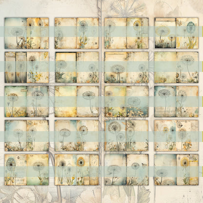 Vintage Dandelion Mega Journal Pages , Digital Papers, floral boho Background , Scrapbooking Junk Journaling ,flower journal , printable kit