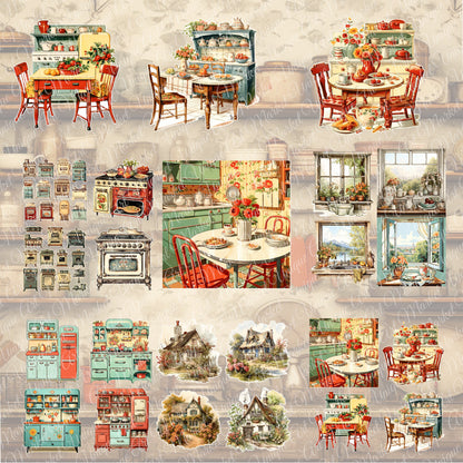 vintage kitchen and retro housewife - kitchen journals -  Fussy Cuts Digital Junk Journaling. ephemera Scrapbook, Paper Crafts Scrapbooking