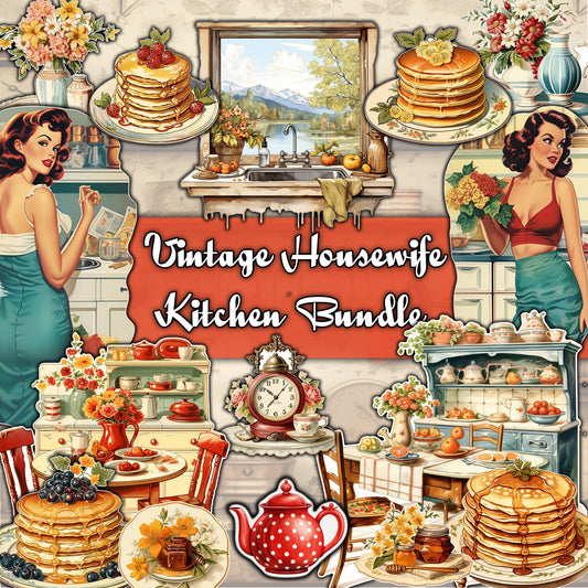 vintage kitchen and retro housewife - kitchen journals -  Fussy Cuts Digital Junk Journaling. ephemera Scrapbook, Paper Crafts Scrapbooking