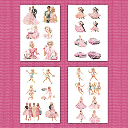 Vintage Barbie Mega bundle, junk journaling and Crafts ,  Barbie collage fussy cuts , printable barbie doll , vintage ephemera scrapbooking