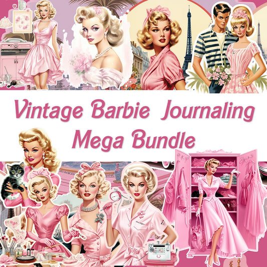 Vintage Barbie Mega bundle, junk journaling and Crafts ,  Barbie collage fussy cuts , printable barbie doll , vintage ephemera scrapbooking