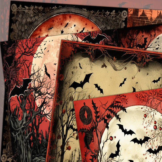 Vintage Halloween Ephemera: 20 Pages of Nostalgic Double-Spread Prints - Ideal for Junk Journaling, Crafting, and Decor