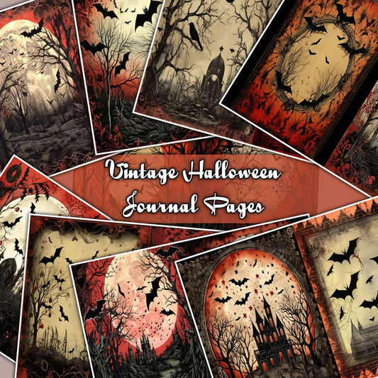 Vintage Halloween Ephemera: 20 Pages of Nostalgic Double-Spread Prints - Ideal for Junk Journaling, Crafting, and Decor
