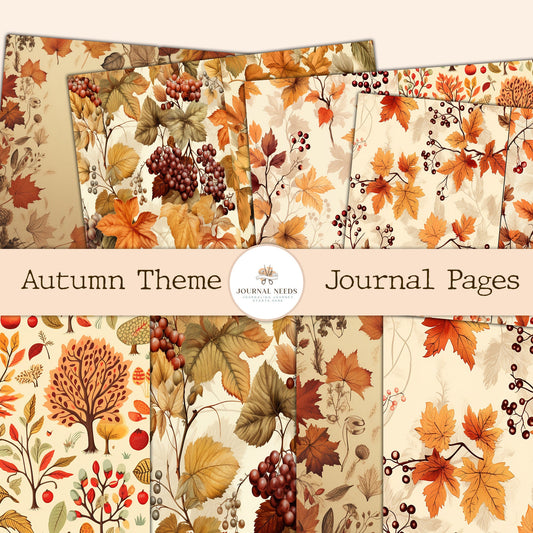 Vintage Rustic Autumn Journal Pages , Digital Papers, Autumn Background , Scrapbooking Junk Journaling , rustic journal , printable . kits