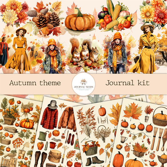 Autumn Harvest Delights: A Bounty of Printables for Journaling and Scrapbooking . Autumn Journal kit . Vintage Ephemera and fussy cuts