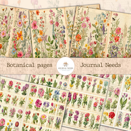 Botanic Beauty Journaling and Scrapbooking Kit - 32 Pages of Nature-Inspired Delight , vintage ephemera botanic - single pages floral pages