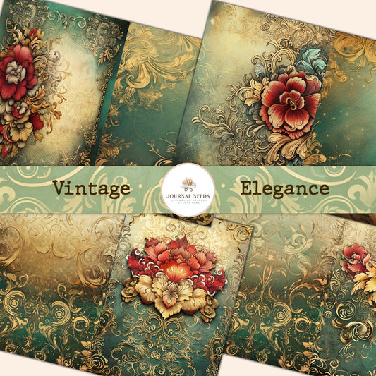 Vintage Elegance Journaling and Scrapbooking: Ornamented Floral Pages for Timeless Creations -journal background - vintage pages - elegance