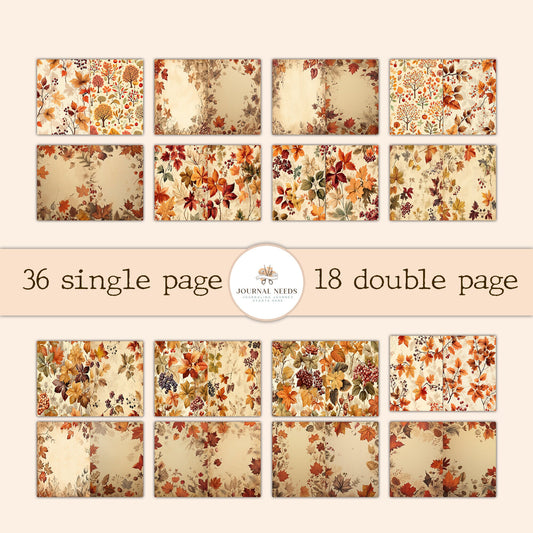 Vintage Rustic Autumn Journal Pages , Digital Papers, Autumn Background , Scrapbooking Junk Journaling , rustic journal , printable . kits