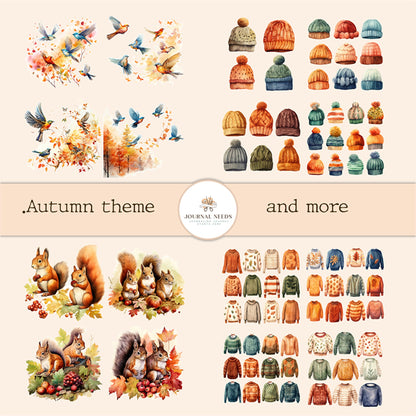 Autumn Harvest Delights: A Bounty of Printables for Journaling and Scrapbooking . Autumn Journal kit . Vintage Ephemera and fussy cuts