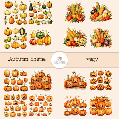 Autumn Harvest Delights: A Bounty of Printables for Journaling and Scrapbooking . Autumn Journal kit . Vintage Ephemera and fussy cuts