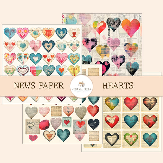 Vintage Newspaper theme multi items 24 set Fussy Cuts: Instant Download DIY Junk Journal & Scrapbook Themes - 24 Sets of Retro ephemera page