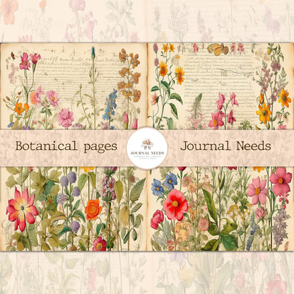 Botanic Beauty Journaling and Scrapbooking Kit - 32 Pages of Nature-Inspired Delight , vintage ephemera botanic - single pages floral pages