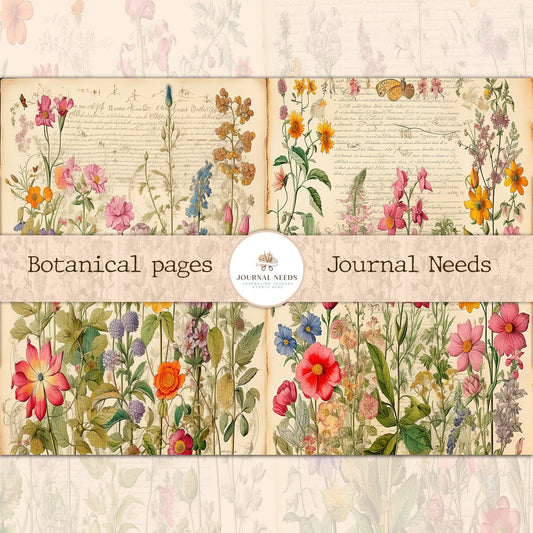 Botanic Beauty Journaling and Scrapbooking Kit - 32 Pages of Nature-Inspired Delight , vintage ephemera botanic - single pages floral pages