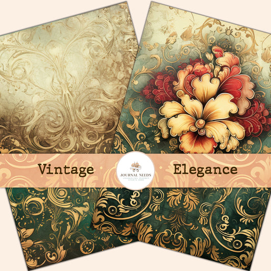 Vintage Elegance Journaling and Scrapbooking: Ornamented Floral Pages for Timeless Creations -journal background - vintage pages - elegance
