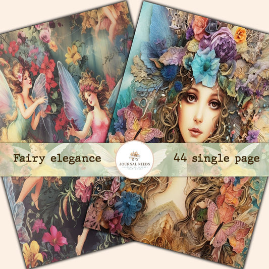 Enchanted Vintage Fairy Journaling and Scrapbooking Pages: Ornate Elegance with Floral Whimsy, ephemera , fairy tags , friaries . scrapbook