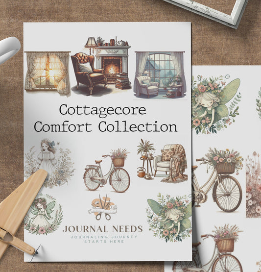 Cottagecore Comfort Collection - 15 Sheets of Charming Illustrations - ClipArt&#39;s fussy cuts for junk journaling and scrapbooking  vintage