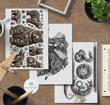 Steampunk Vintage Collage Sheets 47 . Backgrounds Bundle - Quality PNG, PDF, JPG - for Junk Journaling Scrapbooking and more | journal needs