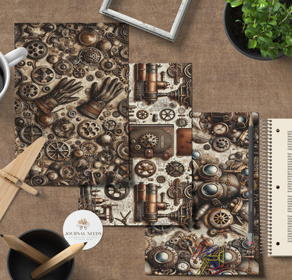 Steampunk Vintage Collage Sheets 47 . Backgrounds Bundle - Quality PNG, PDF, JPG - for Junk Journaling Scrapbooking and more | journal needs