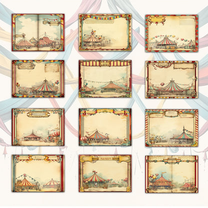 Vintage Spooky Circuses Printable Collection: 52 Sheets - PDF, PNG, JPG for Creative Journals and Crafts