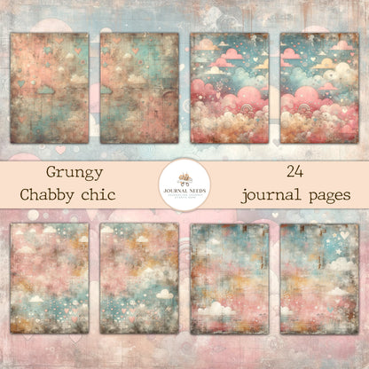 Grungy Chubby Chic Papers: 24 Rustic Charm Infused Sheets for Your Junk Journals and Craft Projects  vintage pages