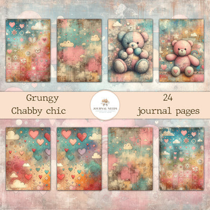 Grungy Chubby Chic Papers: 24 Rustic Charm Infused Sheets for Your Junk Journals and Craft Projects  vintage pages