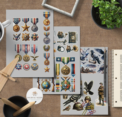 Vintage Valor Chronicles 1940 WW2 : +60 SHEET Exclusive Military-Themed Junk Journal Kit - Collectible Ephemera & Antiques - Fussy, ephemera