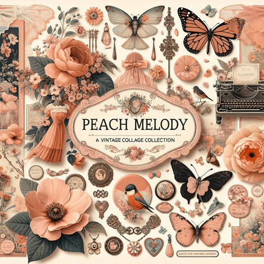 Vintage Peach-Colored Digital Embellishments: 29 Exquisite Sheets for Beautifully Enhancing Your Junk Journal Creations junk journaling kit