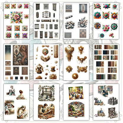 Digital Vintage Sewing Bundle: Men, Women, Dresses, Suits, 62+ Pages (JPG, PNG, PDF), Perfect for Junk Journaling & Scrapbooking