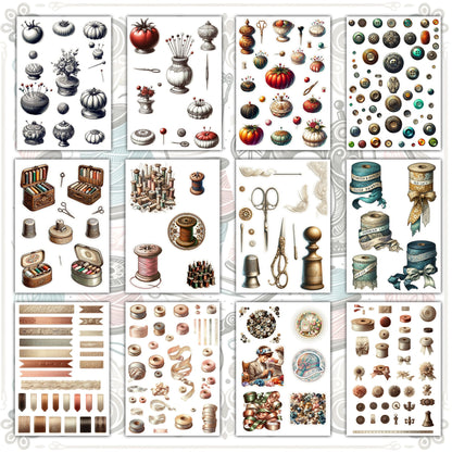 Digital Vintage Sewing Bundle: Men, Women, Dresses, Suits, 62+ Pages (JPG, PNG, PDF), Perfect for Junk Journaling & Scrapbooking