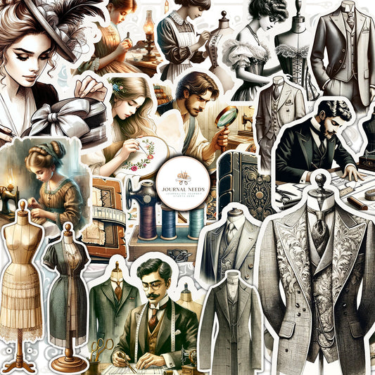 Digital Vintage Sewing Bundle: Men, Women, Dresses, Suits, 62+ Pages (JPG, PNG, PDF), Perfect for Junk Journaling & Scrapbooking