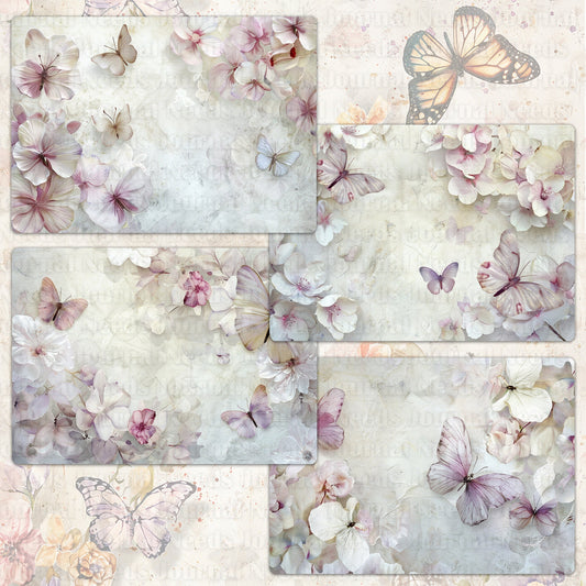 BRUSHED BUTTERFLY SPIRIT . 40 floral background papers for junk journal and scrapbook , digital download, collage sheets folded A4  size