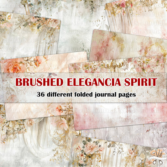 BRUSHED ELEGANCIA SPIRIT . 40 floral background papers for junk journal and scrapbook , digital download, collage sheets folded A4  size