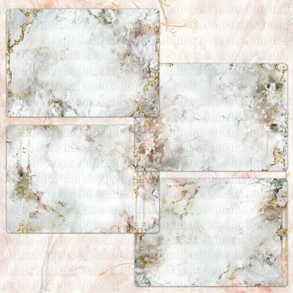 BRUSHED ELEGANCIA SPIRIT . 40 floral background papers for junk journal and scrapbook , digital download, collage sheets folded A4  size