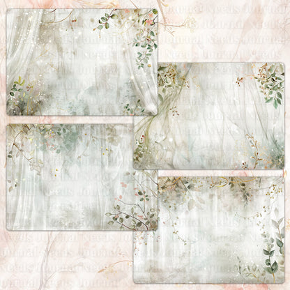 BRUSHED ELEGANCIA SPIRIT . 40 floral background papers for junk journal and scrapbook , digital download, collage sheets folded A4  size