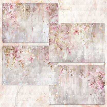 BRUSHED ELEGANCIA SPIRIT . 40 floral background papers for junk journal and scrapbook , digital download, collage sheets folded A4  size