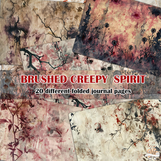 BRUSHED CREEPY SPIRIT . 20 Gothic background papers for junk journal and scrapbook , digital download, collage sheets folded A4  size