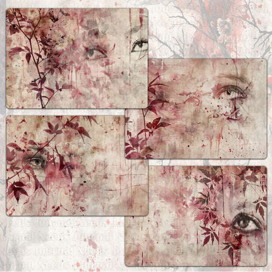 BRUSHED CREEPY SPIRIT . 20 Gothic background papers for junk journal and scrapbook , digital download, collage sheets folded A4  size