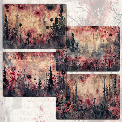 BRUSHED CREEPY SPIRIT . 20 Gothic background papers for junk journal and scrapbook , digital download, collage sheets folded A4  size