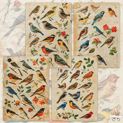 Vintage Bird Lover's Treasure : 24 Unique Journal Pages for Junk Journaling and Scrapbooking