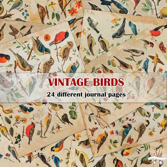 Vintage Bird Lover's Treasure : 24 Unique Journal Pages for Junk Journaling and Scrapbooking