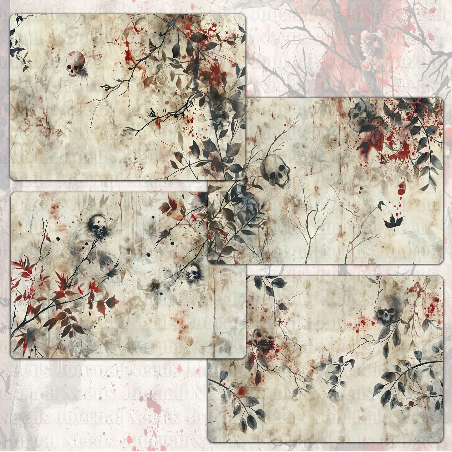 BRUSHED CREEPY SPIRIT . 20 Gothic background papers for junk journal and scrapbook , digital download, collage sheets folded A4  size